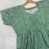 Frock Feeding Nighty, Free Size, Ankle Length, Tie-Up, Puff Sleeve Sleepwear in Softest Cotton Fabric (Bra Size 34"-38" | 50”-52″ length)